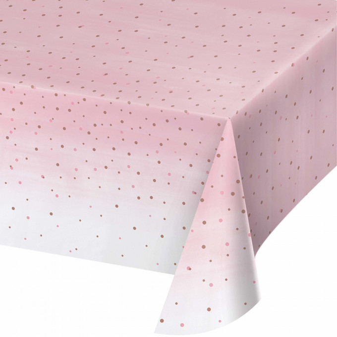 toalha de mesa rosa bom bolinhas