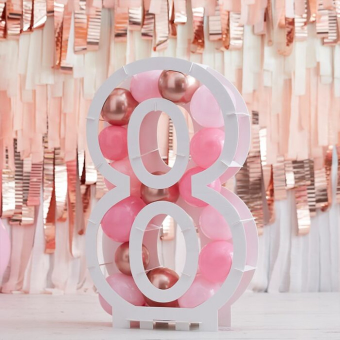 mix 357 rose gold and pink number 8 balloon frame kit min 1