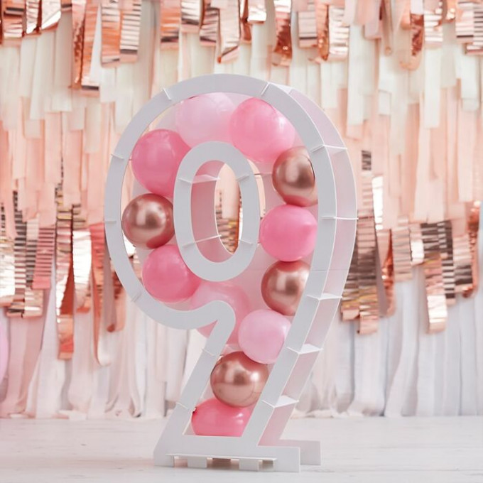 mix 358 rose gold and pink number 9 balloon frame kit min 1