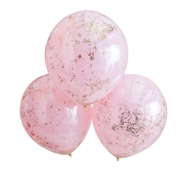 mix 457 pink double stuffed balloons filled with rose gold confetti cut out min