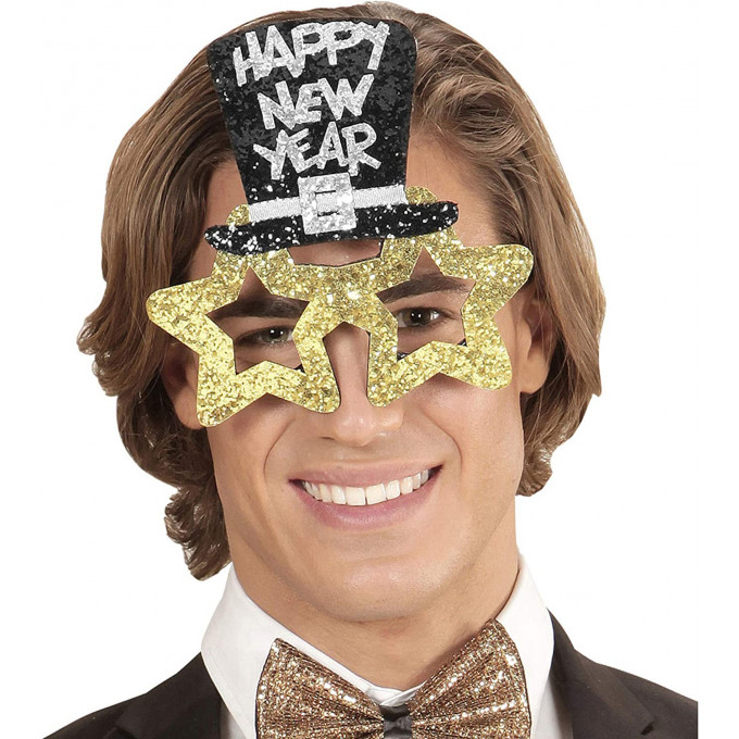 oculos happy new year dourado 2