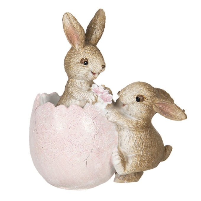 decoration rabbits 9510 cm brown pink plastic country style country style clayre eef 6pr3268
