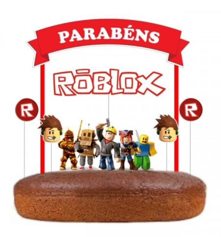 Topo Topper De Bolo Personalizado Jogo Roblox