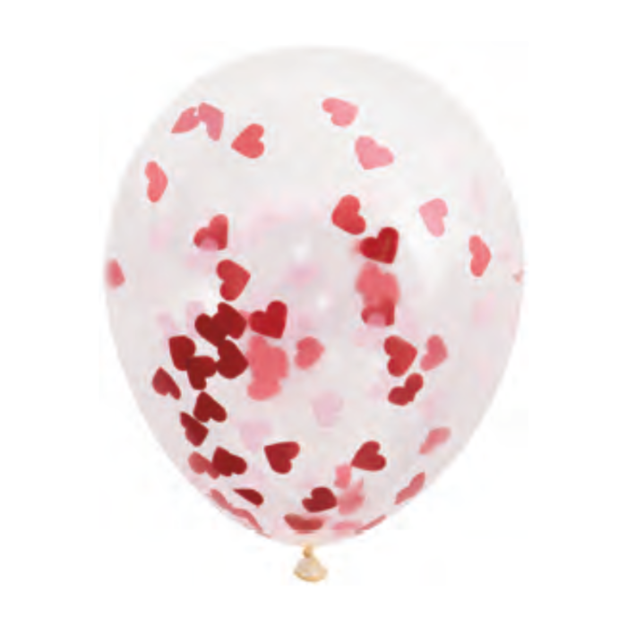 Balões latex com Confetis Coração 30cm - Conj.6 - Image 1