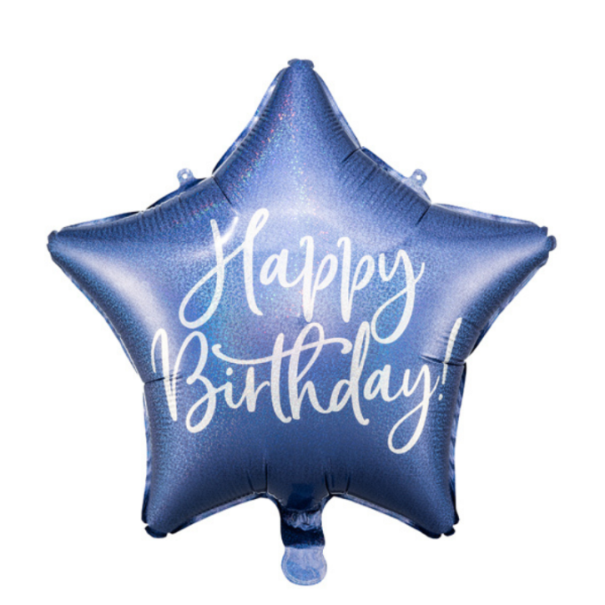 balao estrela happy birthday azul
