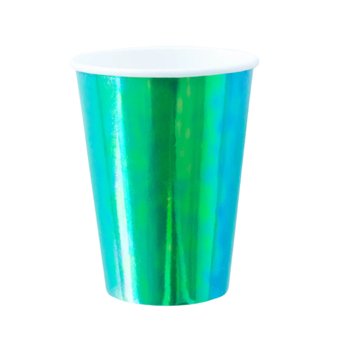 copo verde esmeralda iridescente