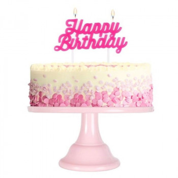 velas aniversario happy birthday rosa fluor