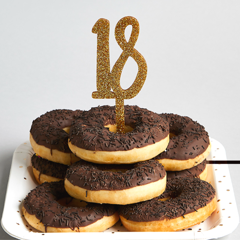 Topo de bolo de aniversário de 18 anos com glitter prateado - Topo