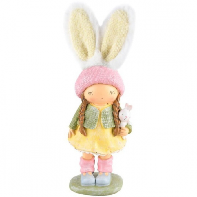boneca com orelhas de coelha vestido amarelo