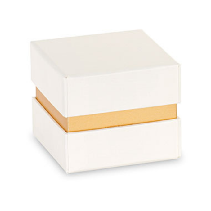 caixa de doces branca e dourada media