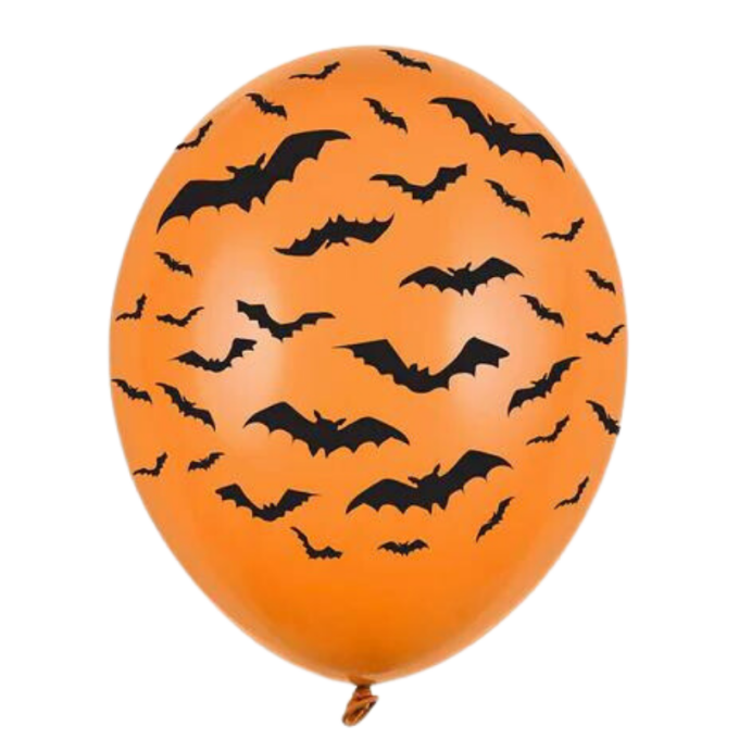 balao latex laranja com morcegos pretos halloween a