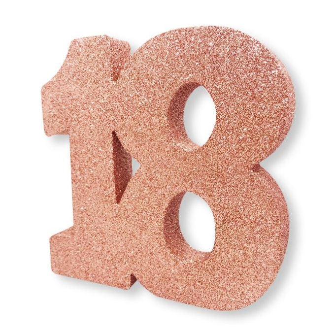 numero 18 esferovite glitter rosa gold