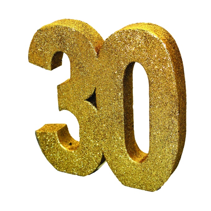numero 30 esferovite glitter dourado