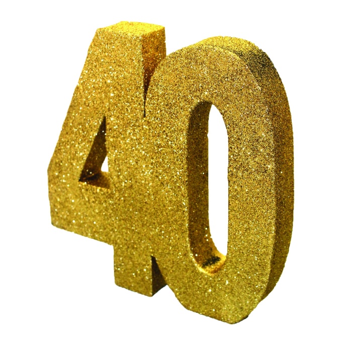 numero 40 esferovite glitter dourado