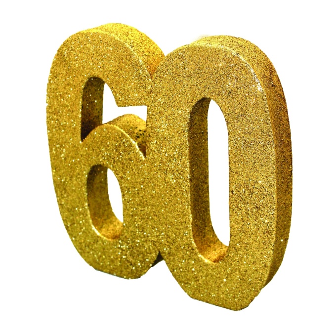 numero 60 esferovite glitter dourado