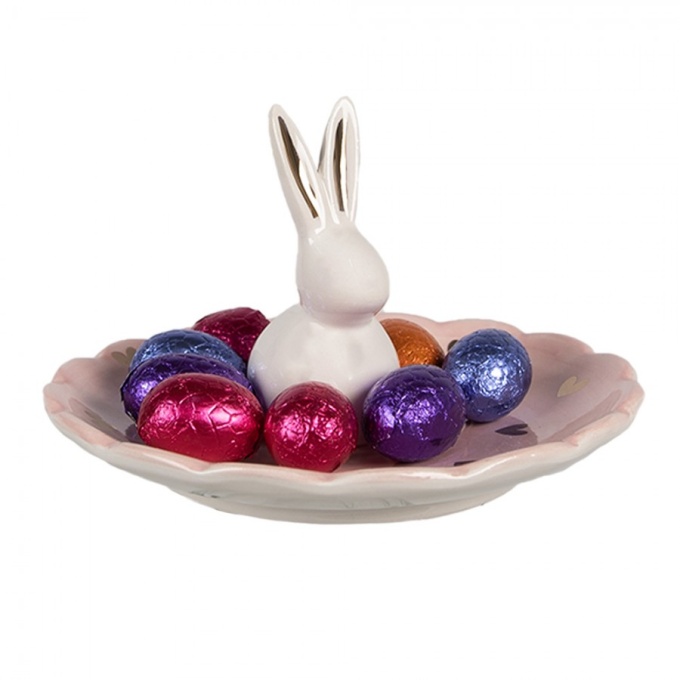 6ce1681 bowl rabbit o 14x9 cm pink ceramic hearts decorative bowl 2