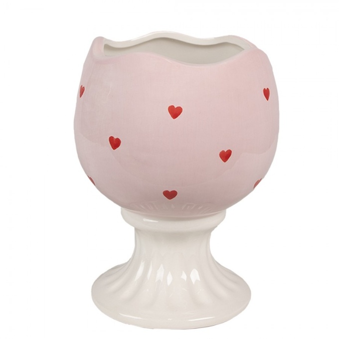 Bomboneira de ceramica com tampa rosa com coracoes 4