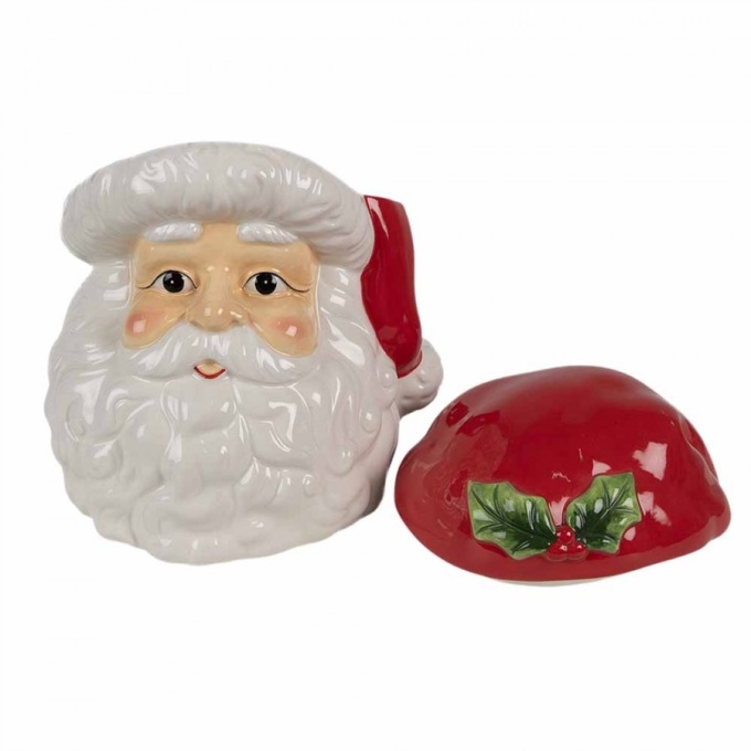 6ce1847 storage jar lid santa claus 19x18x22 cm white red ceramic 1