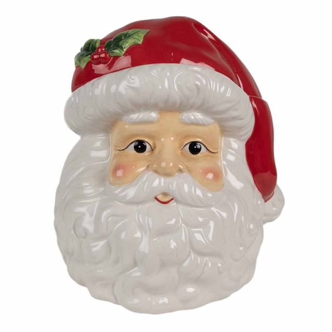 6ce1847 storage jar lid santa claus 19x18x22 cm white red ceramic