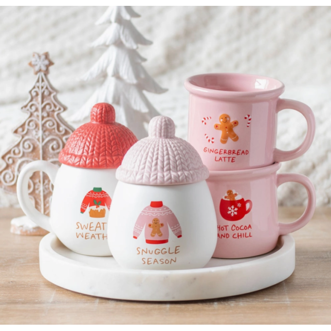 Caneca de Natal boneco gengibre rosa 5