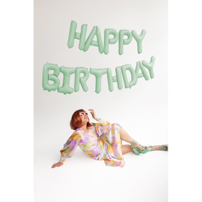 Banner Balões HAPPY BIRTHDAY Menta Pastel