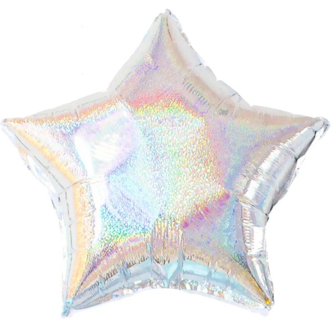 Balão Estrela Prata Holografico - 48cm