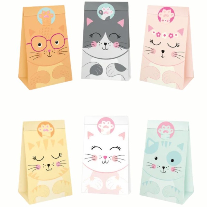 Sacos para Doces Gatinhos - Pack.6