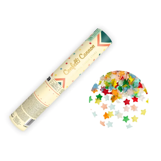 Canhão com Confetis Estrelas coloridas - 20cm