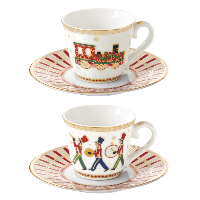 Conjunto 2 Chavenas e Pires Café Comboio de Natal - Image 1