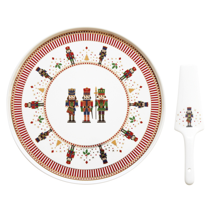 Prato de Bolo e Espátula Natal Nutcracker - 32cm - Image 1