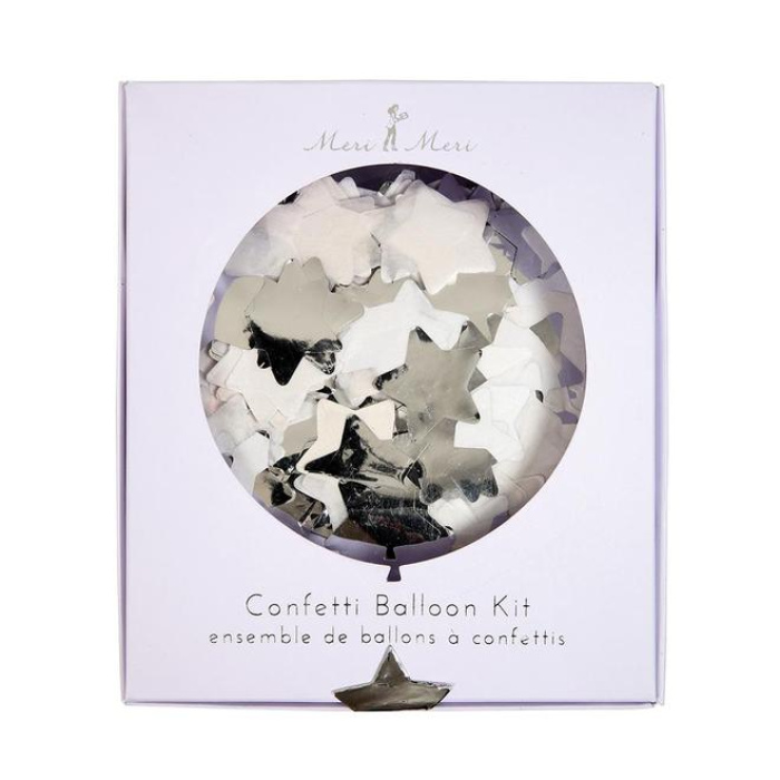 Kit 8 Balões Transparentes com Confetis Estrelas Prata - 45cm - Image 3