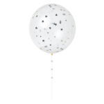 Kit 8 Balões Transparentes com Confetis Estrelas Prata - 45cm