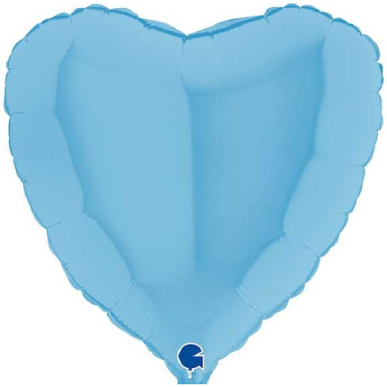 Balão Coração Azul Pastel Mate - 46cm