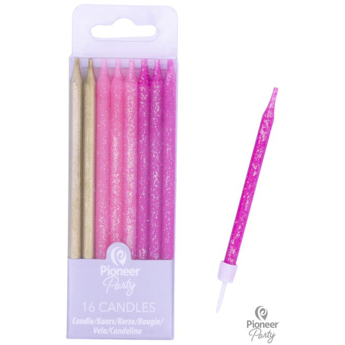 Velas Glitter Rosa e Ouro - Pack 16 - Image 1