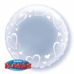 Balão Bubble Transparente com Corações Impressos - 61cm