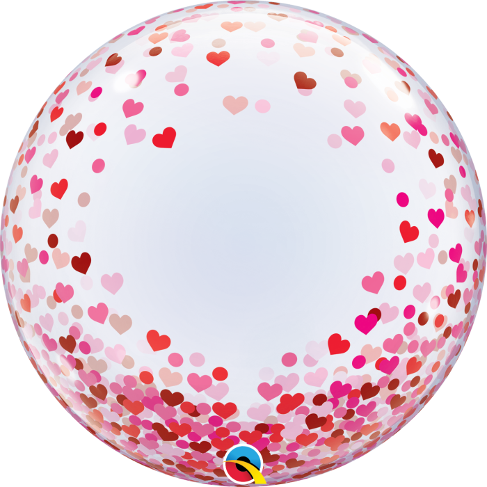Balão Bubble Corações Vermelhos Impressos - 61cm - Image 1