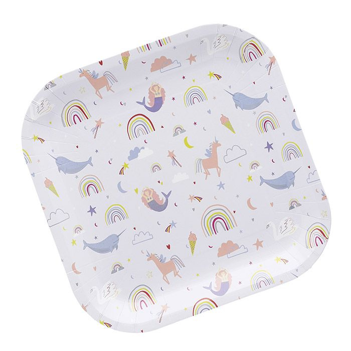 Pratos Unicórnio e Sereia 23Cm - Pack 10 - Image 1