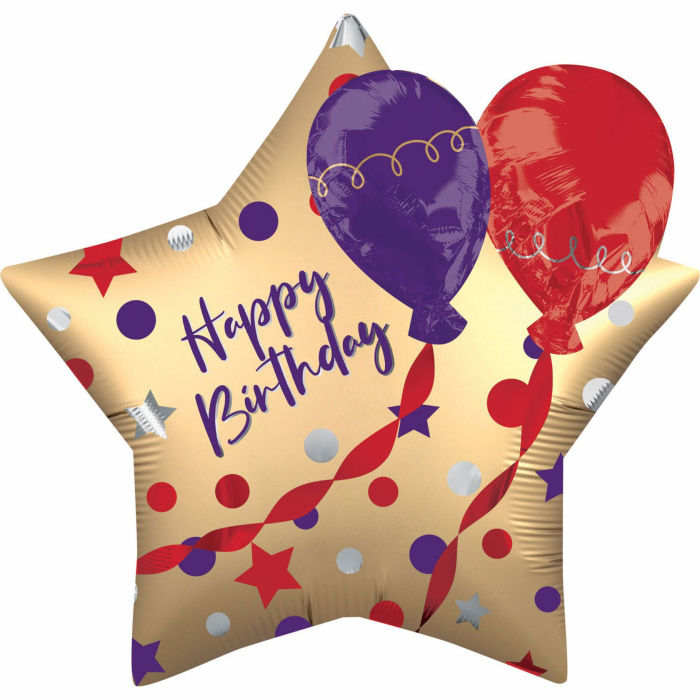 Balão Estrela 3D HAPPY BIRTHDAY - 71cm - Image 1