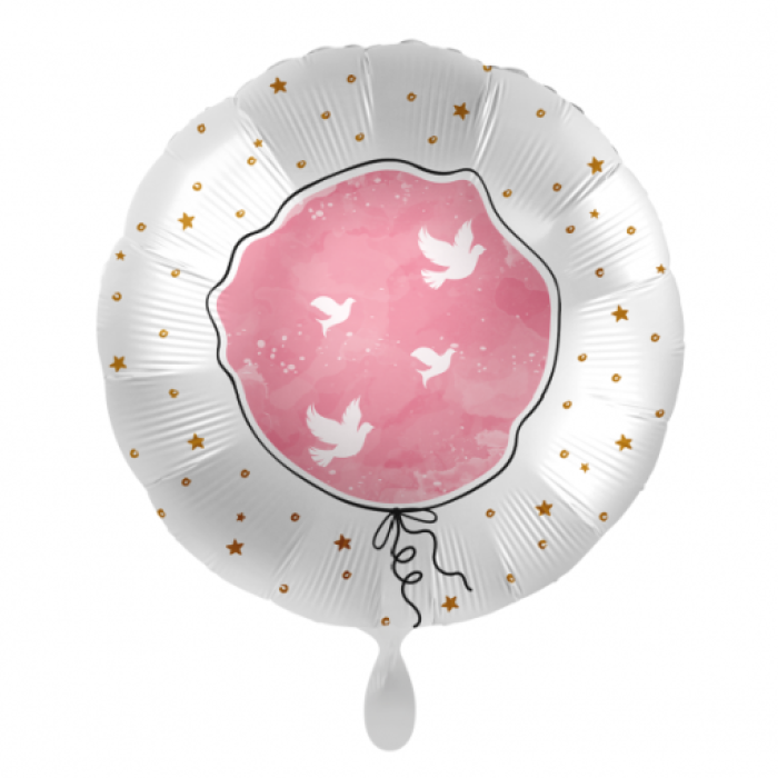 Balão com Pombas Rosa - 43cm - Image 1