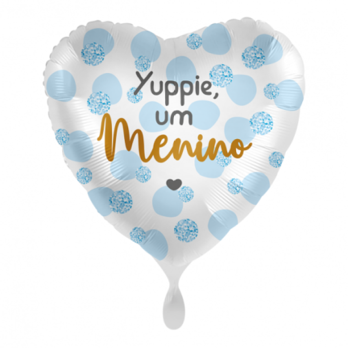 Balão Yuppi É Menino Coração Azul - 43cm - Image 1