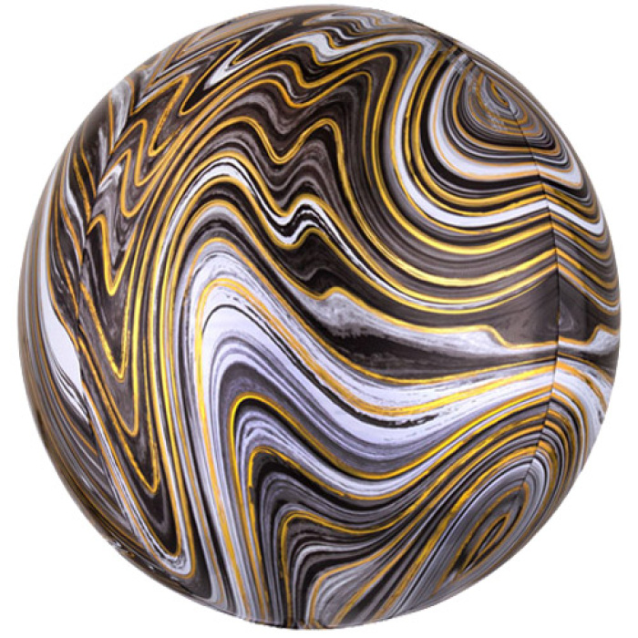 Balão Marble ORBZ Preto e Ouro - 40cm - Image 1