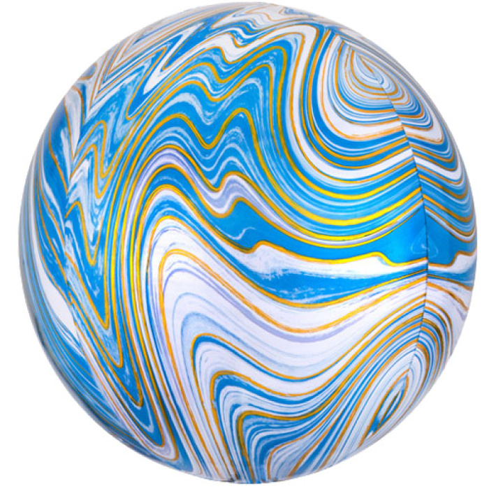 Balão Marble ORBZ Azul Tons e Ouro - 40cm - Image 1