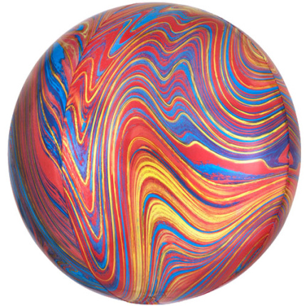 Balão Marble ORBZ Vermelho, Azul e Laranja - 40cm
