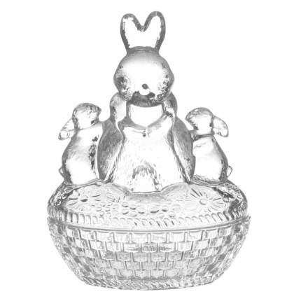 Taça Grande de Vidro com Coelhos na Tampa 17cm