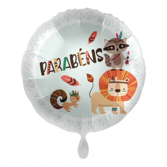 Balão Animais da Selva Parabéns - 43cm - Image 1