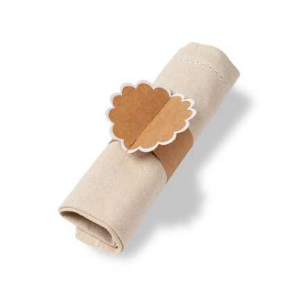 Marcador de Guardanapo Kraft Rebordo Branco - Pack.8