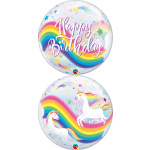 Balão Bubble Unicórnio Happy Birthday - 56cm - Image 3