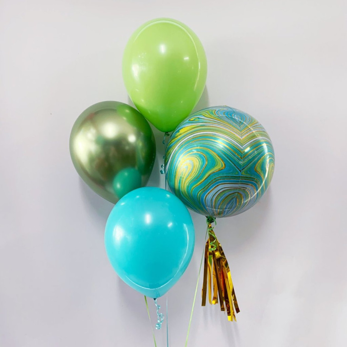Balão Marble Estrela Azul, Menta e Ouro - 48cm - Image 2