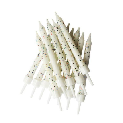 Velas Glitter Branca – Pack.12