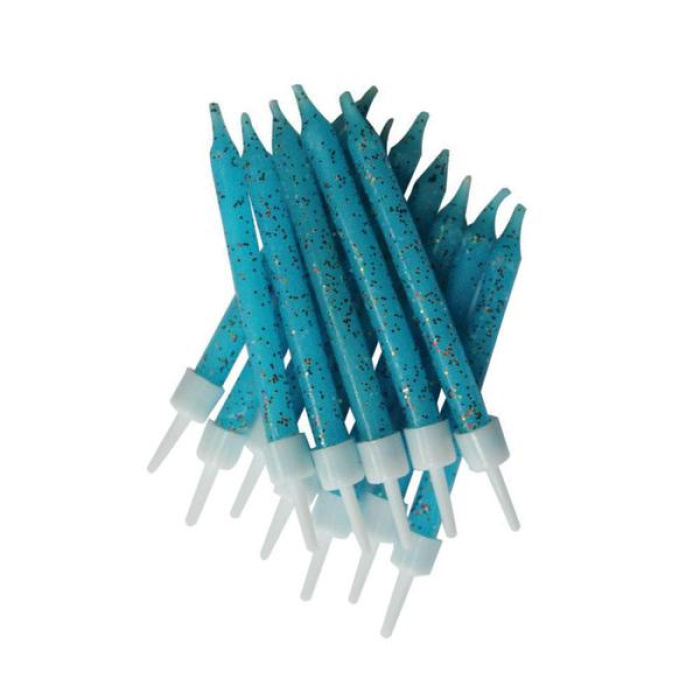 Velas Glitter Azul – Pack.12 - Image 1